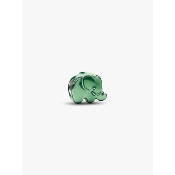 Elephant sterling silver min charm with green enamel