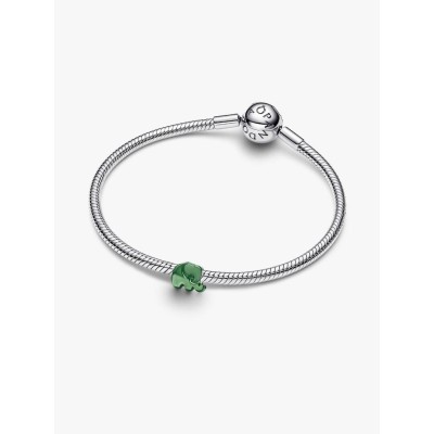 Elephant sterling silver min charm with green enamel 2