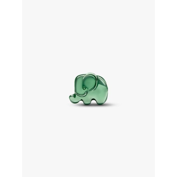 Elephant sterling silver min charm with green enamel