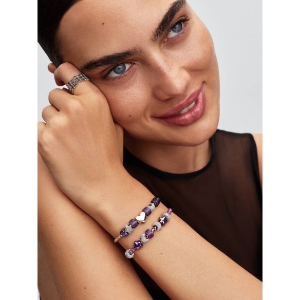 Star sterling silver mini charm with purple enamel