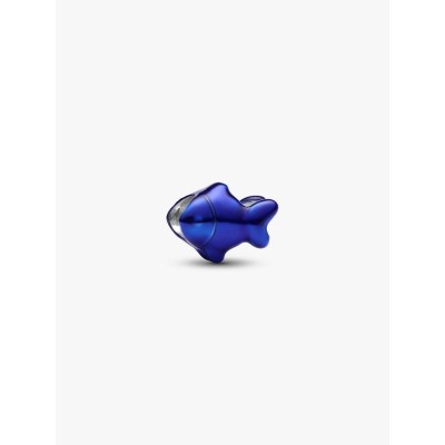Fish sterling silver mini charm with blue enamel
