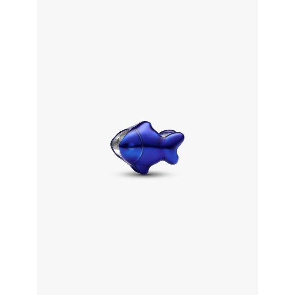 Fish sterling silver mini charm with blue enamel
