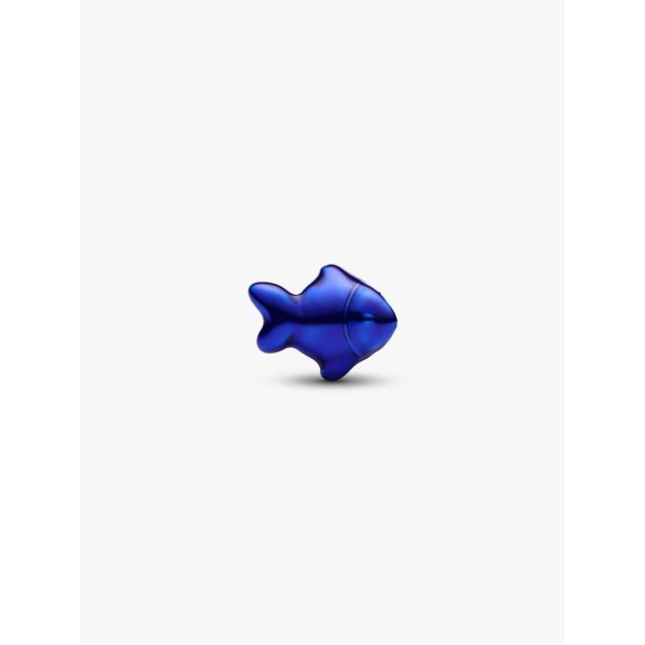 Fish sterling silver mini charm with blue enamel