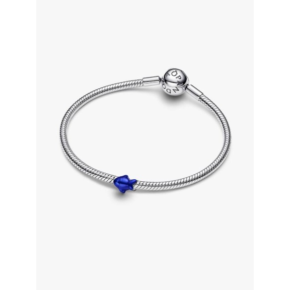 Fish sterling silver mini charm with blue enamel