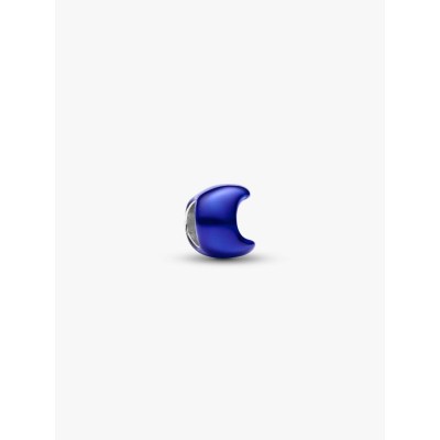Moon sterling silver mini charm with blue enamel
