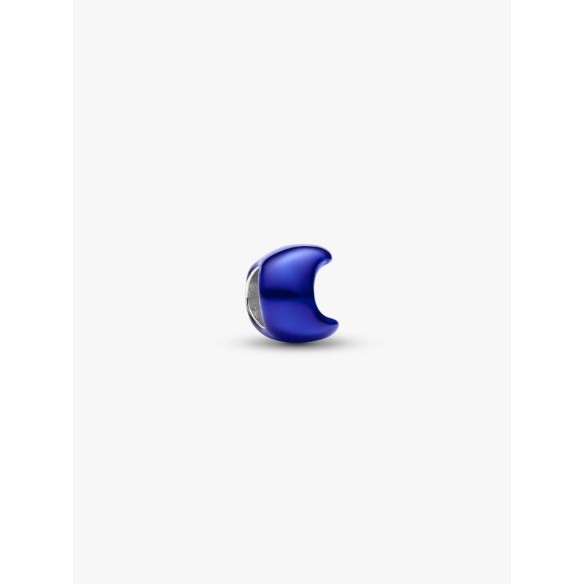 Moon sterling silver mini charm with blue enamel