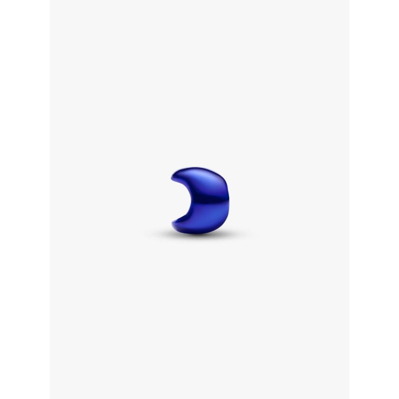 Moon sterling silver mini charm with blue enamel
