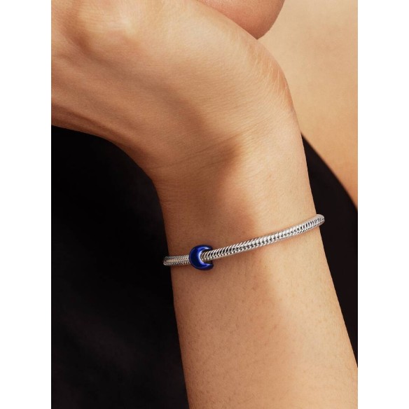 Moon sterling silver mini charm with blue enamel