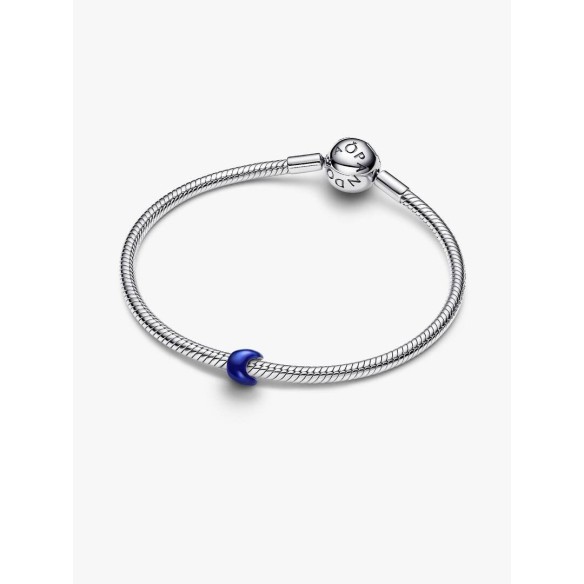 Moon sterling silver mini charm with blue enamel