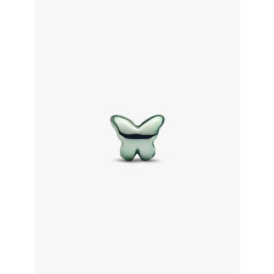 Butterfly sterling silver mini charm with green enamel 2