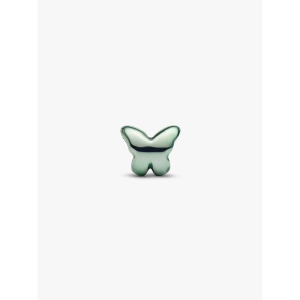 Butterfly sterling silver mini charm with green enamel