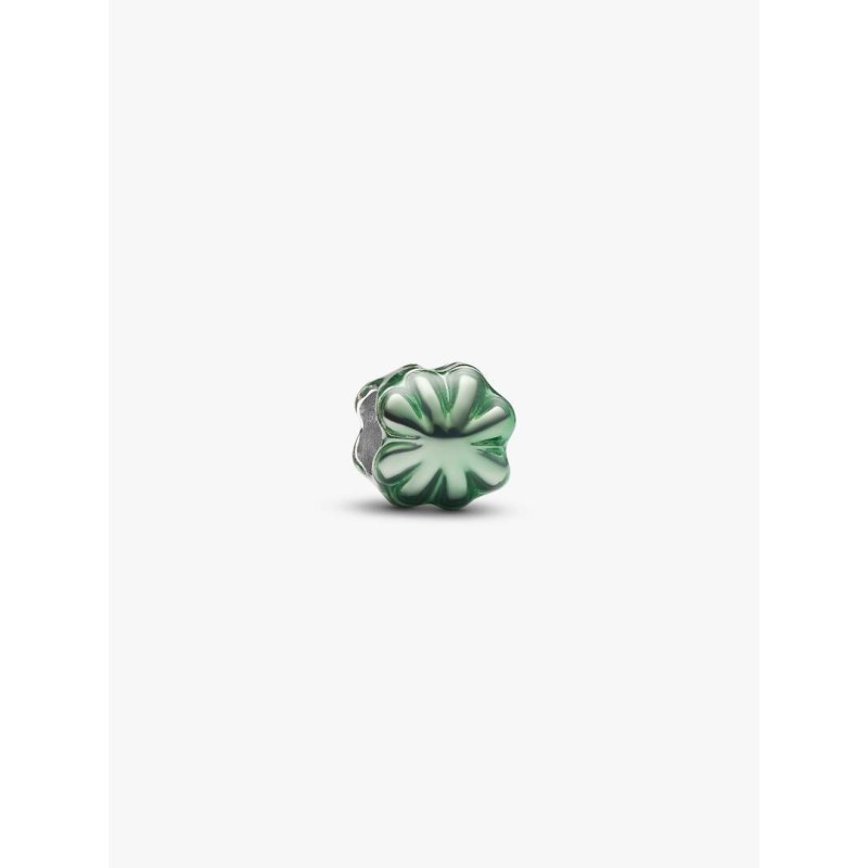 Clover sterling silver mini charm with green enamel