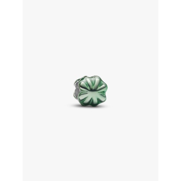 Clover sterling silver mini charm with green enamel