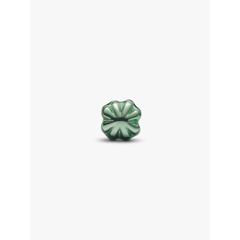 Clover sterling silver mini charm with green enamel