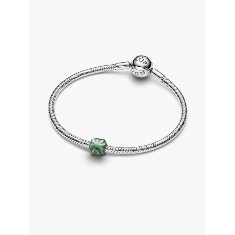 Clover sterling silver mini charm with green enamel