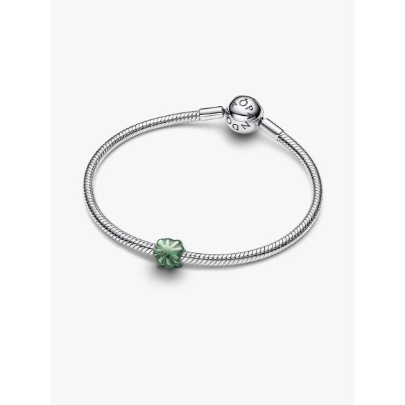 Clover sterling silver mini charm with green enamel
