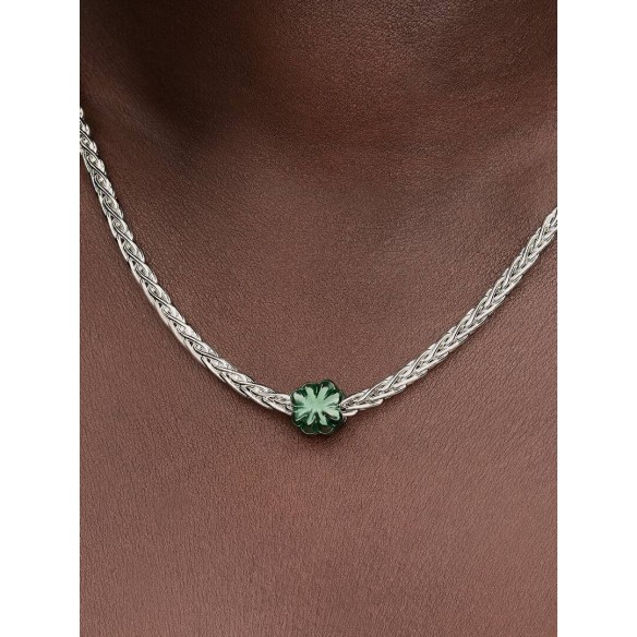 Clover sterling silver mini charm with green enamel