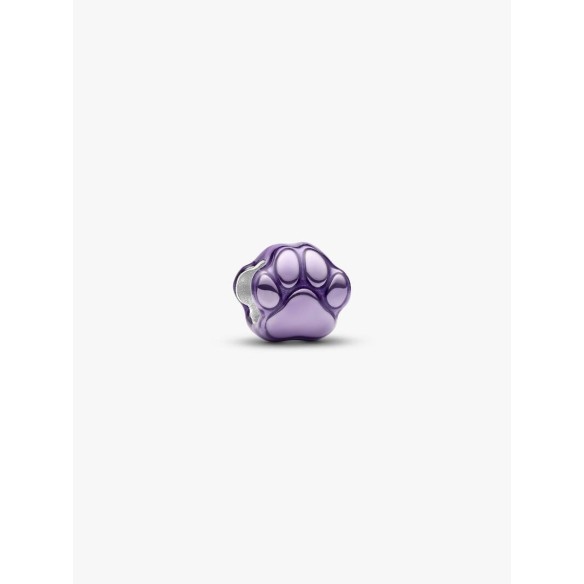 Paw sterling silver mini charm with purple enamel