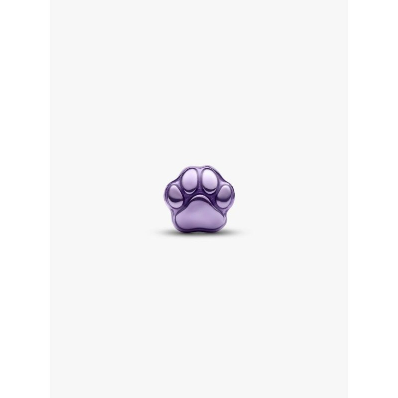 Paw sterling silver mini charm with purple enamel