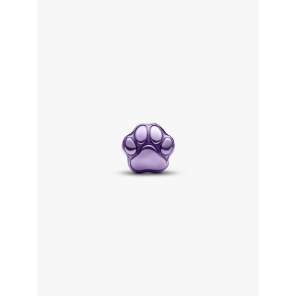 Paw sterling silver mini charm with purple enamel