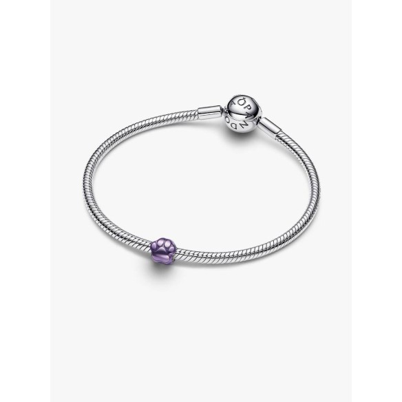 Paw sterling silver mini charm with purple enamel