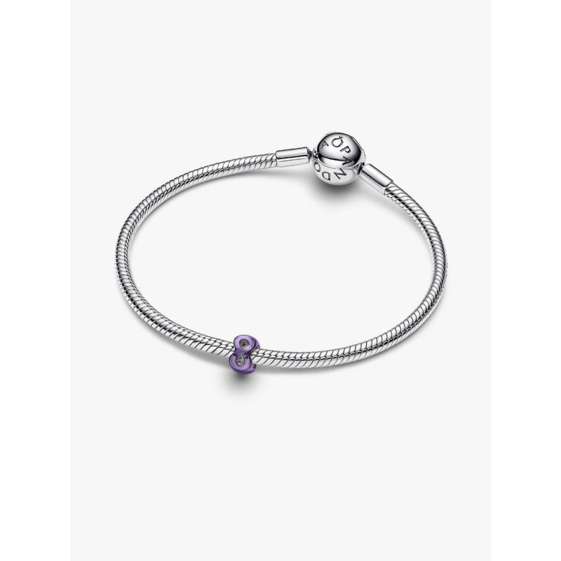 Infinity sterling silver mini charm with purple enamel