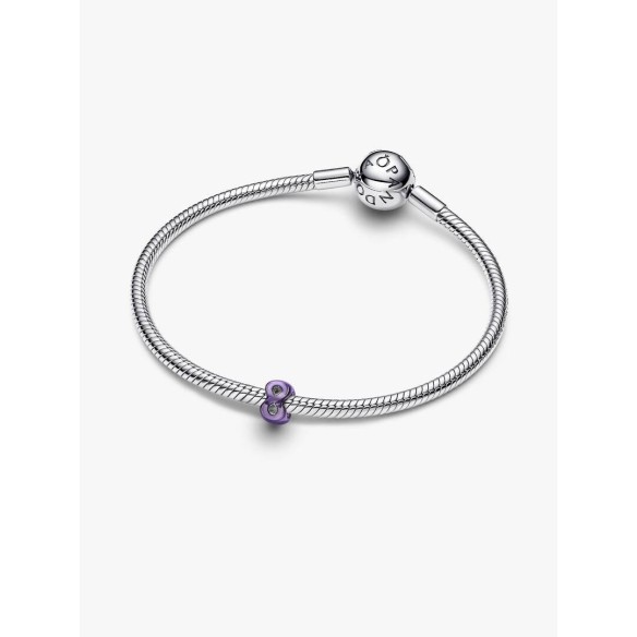 Infinity sterling silver mini charm with purple enamel