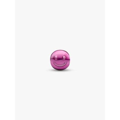 Happy face sterling silver mini charm with pink enamel 2