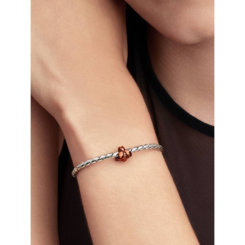 Bee sterling silver mini charm with orange enamel