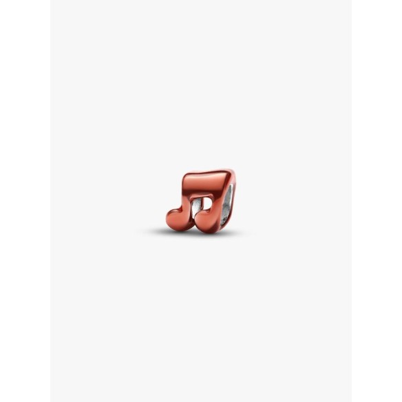Music note sterling silver mini charm with orange enamel