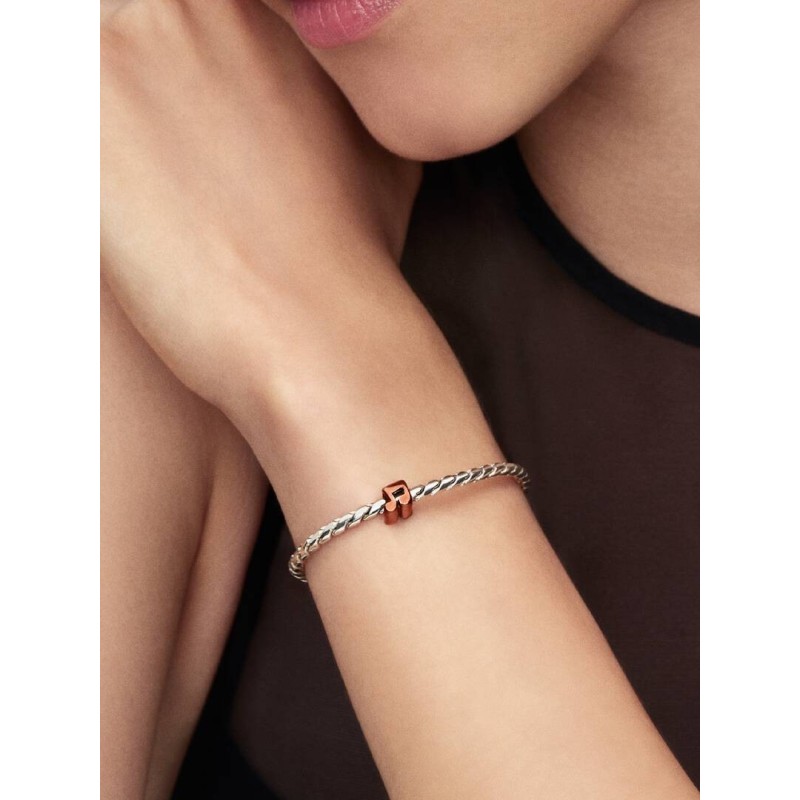 Music note sterling silver mini charm with orange enamel