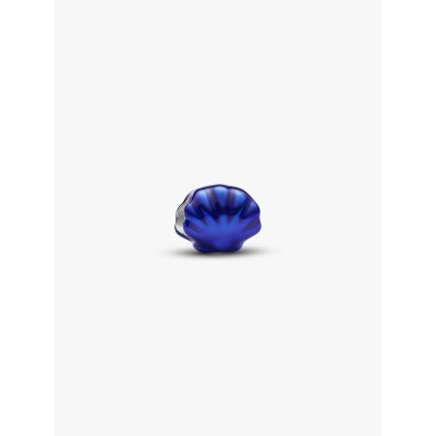 Shell sterling silver mini charm with blue enamel