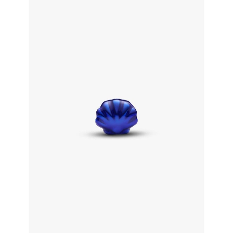 Shell sterling silver mini charm with blue enamel
