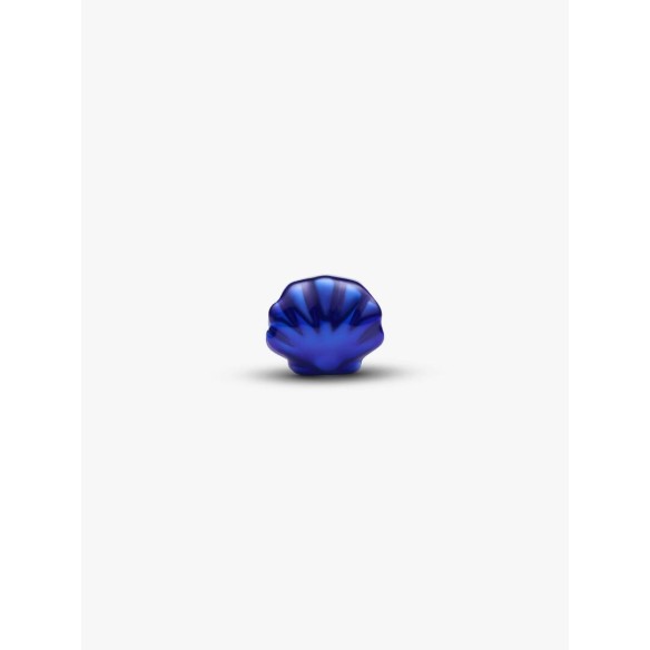 Shell sterling silver mini charm with blue enamel