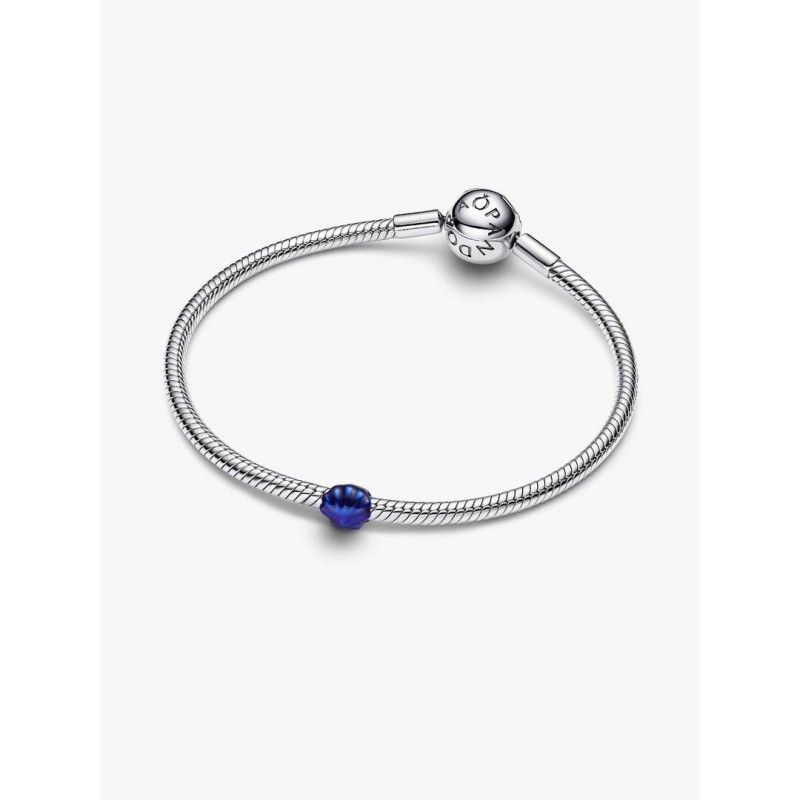 Shell sterling silver mini charm with blue enamel