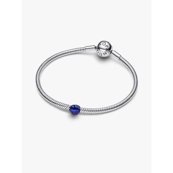 Shell sterling silver mini charm with blue enamel