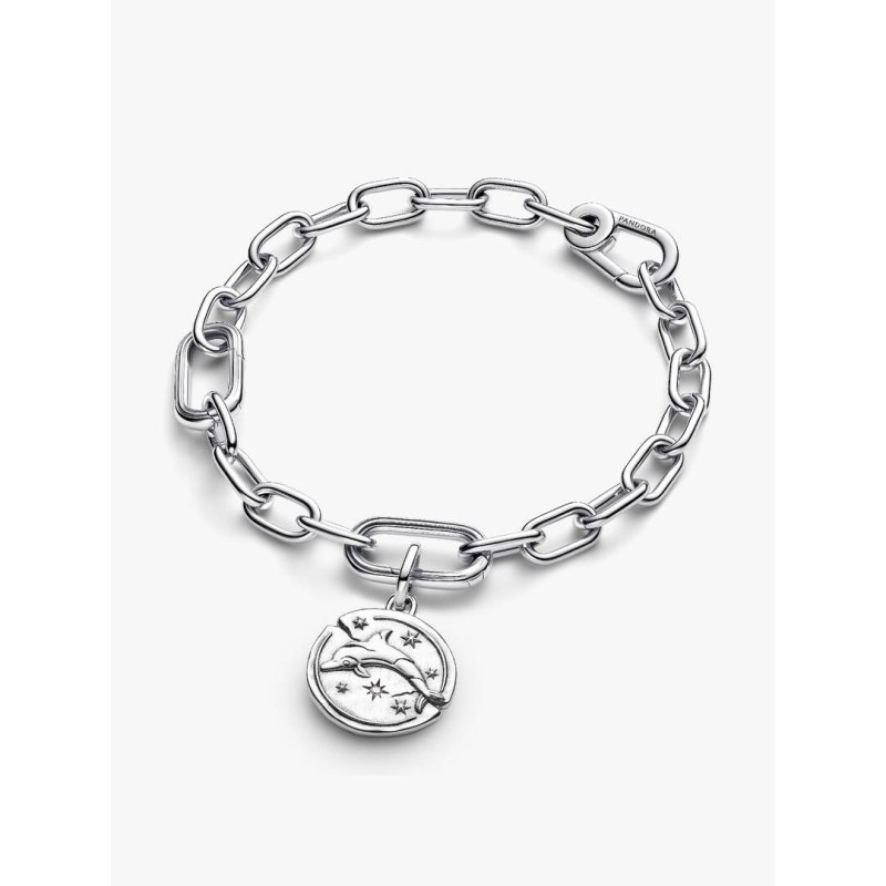 Dolphin sterling silver medallion with clear cubic zirconia