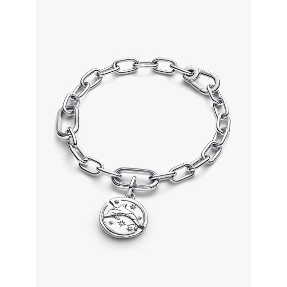Dolphin sterling silver medallion with clear cubic zirconia