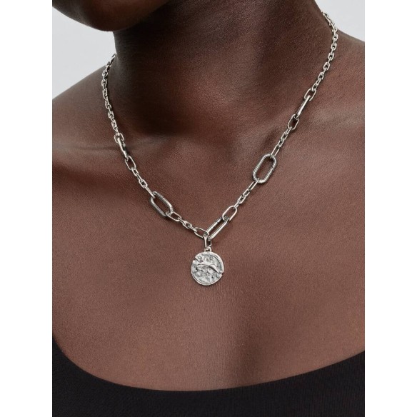 Dolphin sterling silver medallion with clear cubic zirconia