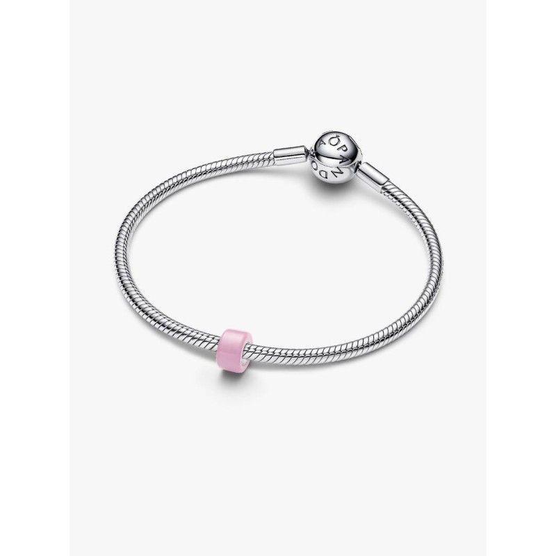 Sterling silver mini charm with pink Murano glass