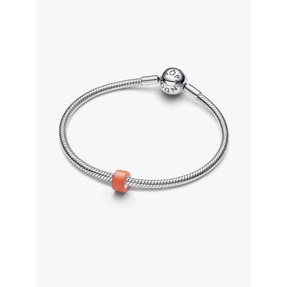 Sterling silver mini charm with orange Murano glass