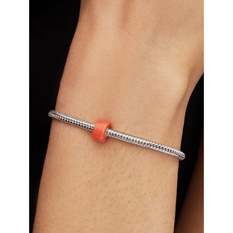 Sterling silver mini charm with orange Murano glass