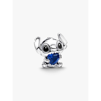 Disney Stitch sterling silver charm with princess blue crystal and bla