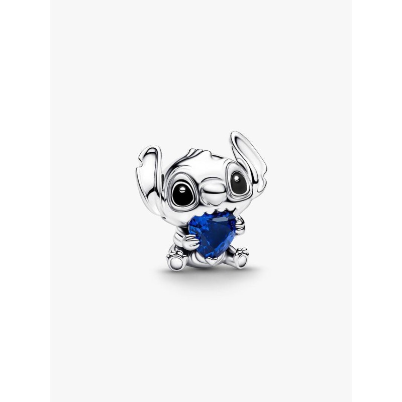 Disney Stitch sterling silver charm with princess blue crystal and bla
