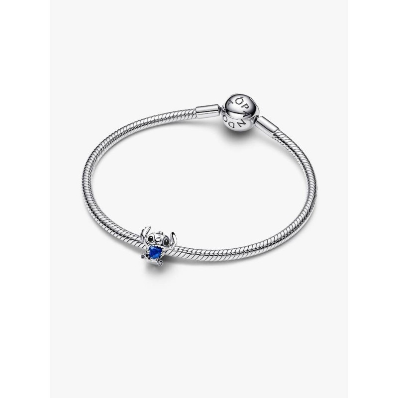 Disney Stitch sterling silver charm with princess blue crystal and bla