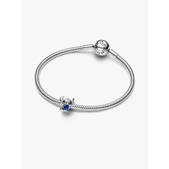 Disney Stitch sterling silver charm with princess blue crystal and bla