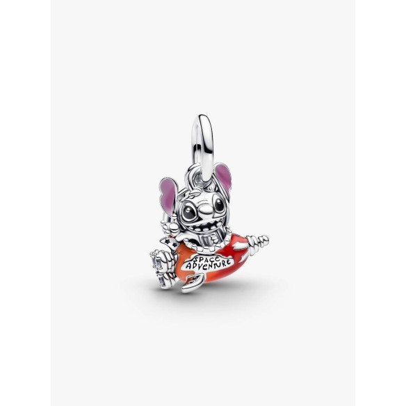 Disney Stitch rocket sterling silver double dangle with clear cubic zi