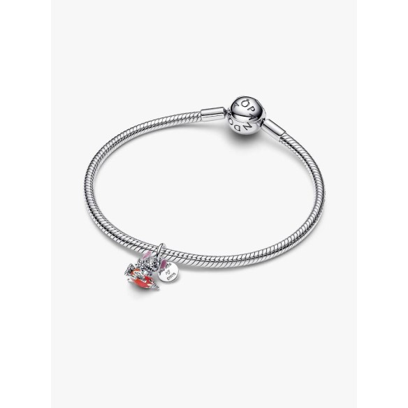 Disney Stitch rocket sterling silver double dangle with clear cubic zi