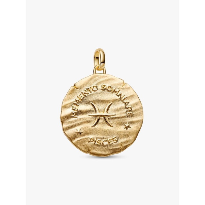 XL Pisces sterling silver and 14k gold-plated medallion with clear cub