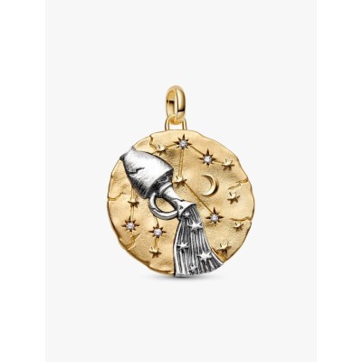 XL Aquarius sterling silver and 14k gold-plated medallion with clear c
